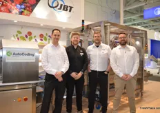 Proseal, JBT and Auto Cooling shared a stand to show the CP3 case packer which is fully automated to take away pressure on the packer. Stewart Lightfoot - Auto Cooling, Edward Hughes, Eddie Holmes and Paul Watkin from ProSeal.
